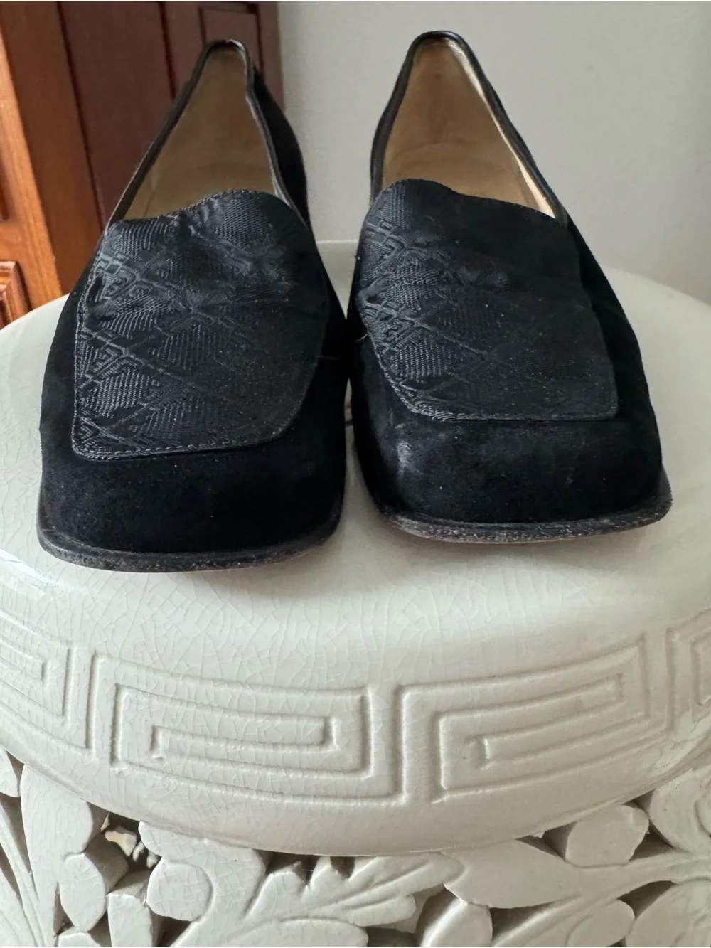 Salvatore Ferragamo Black Suede Slip-On Loafers (9AA)